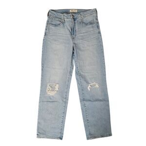 Madewell  Women’s The Perfect Vintage Straight Jean‎ Knee-Ripped Blue Size 28P